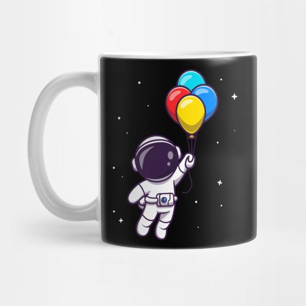 Astronaut Floating With Balloons Cartoon by Catalyst Labs